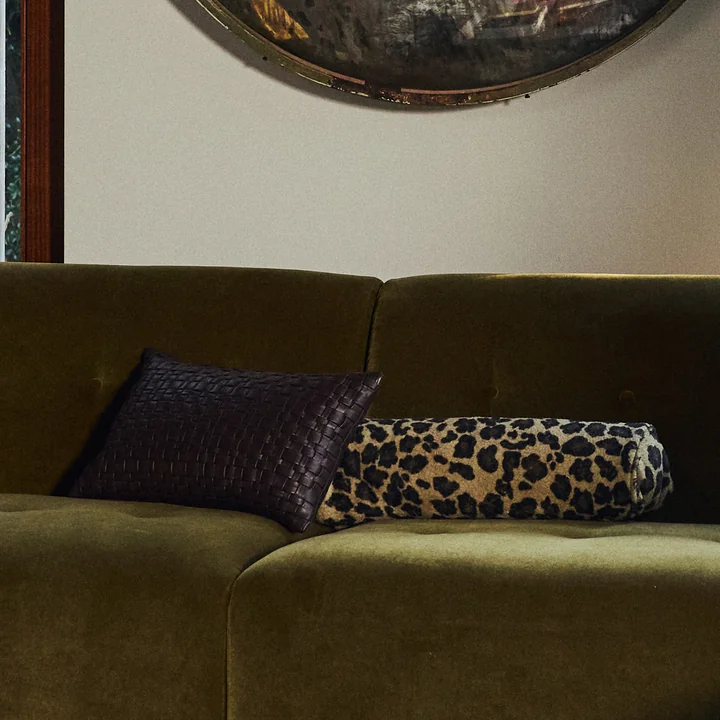 HKliving - Coussin à roulettes, Ø 13 x 50 cm, panther, Woven Coussin