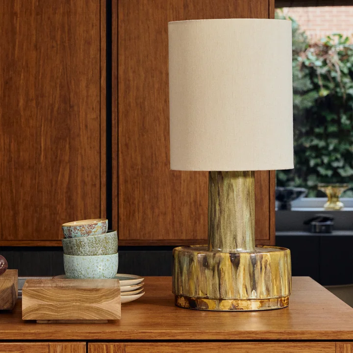 HKliving - Pied de lampe de table en céramique, reactive green