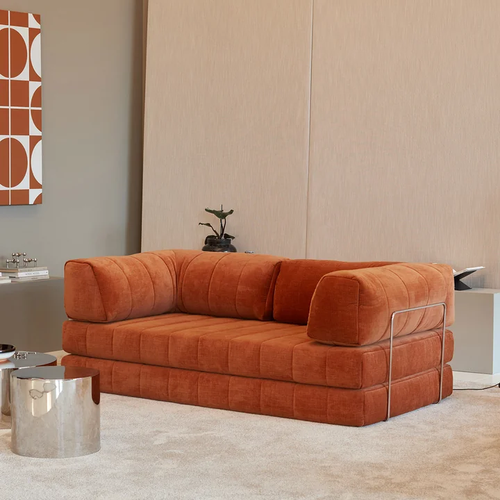 Innovation Living - Cozypad Canapé-lit, 2 coussins de dossier en L, rust orange (tissu 412 Esina)