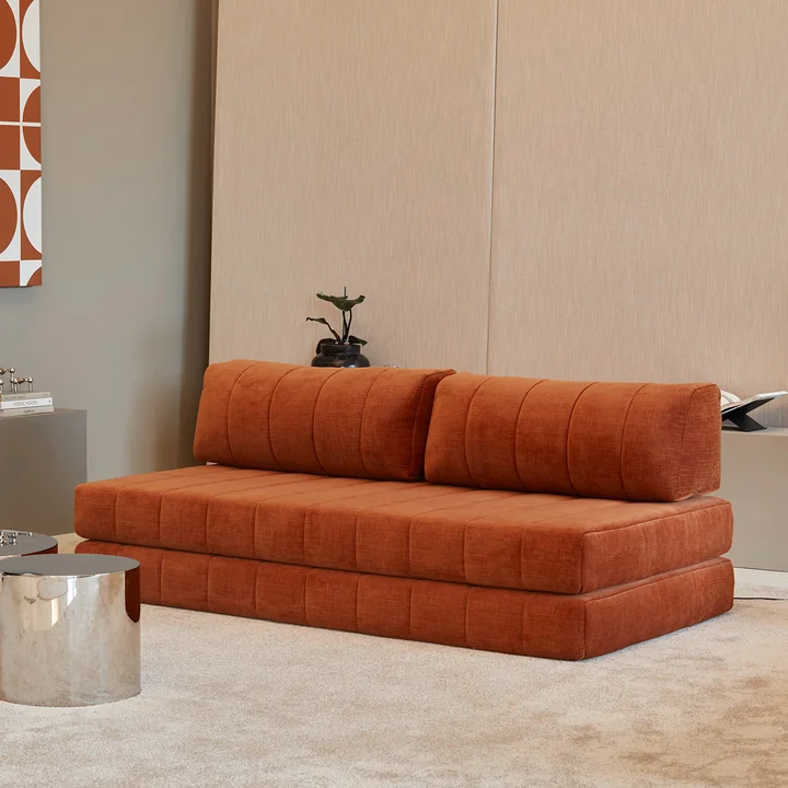 Innovation Living - Cozypad Canapé-lit, 2 coussins de dossier droits, rust orange (Tissu 412 Esina)