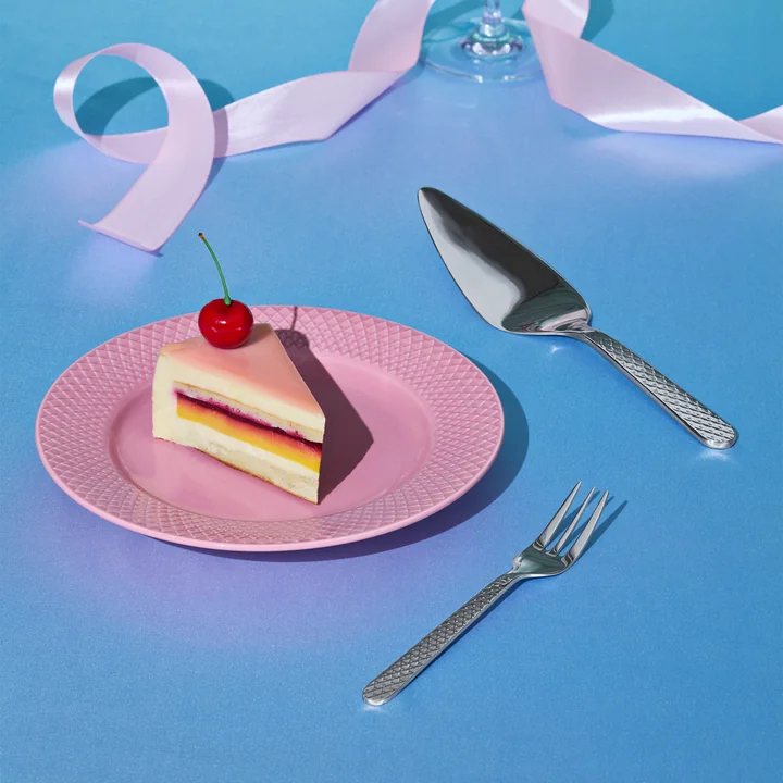Lyngby Porcelæn - Rhombe Fourchette à gâteau et pelle à tarte, acier