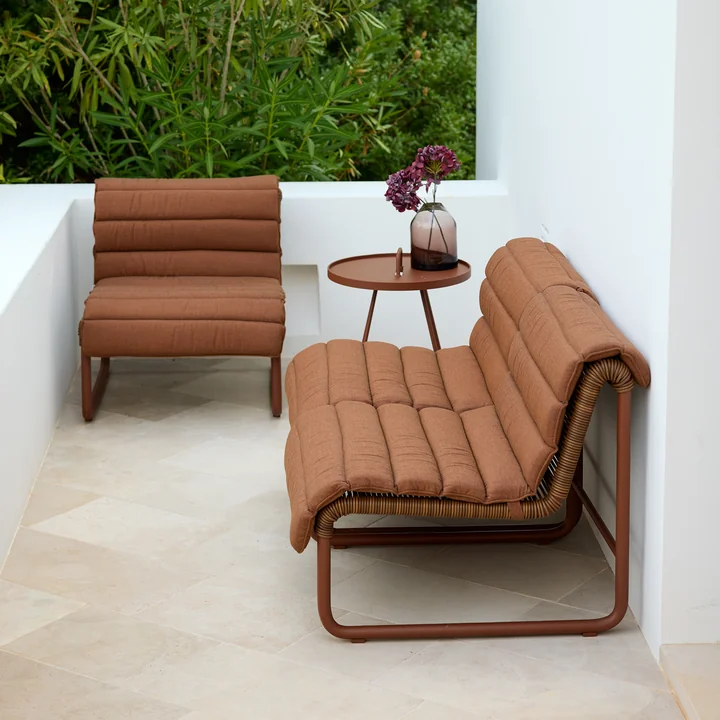 Cane-line - Al Dente Fauteuil lounge avec coussin d'assise, rouge désert