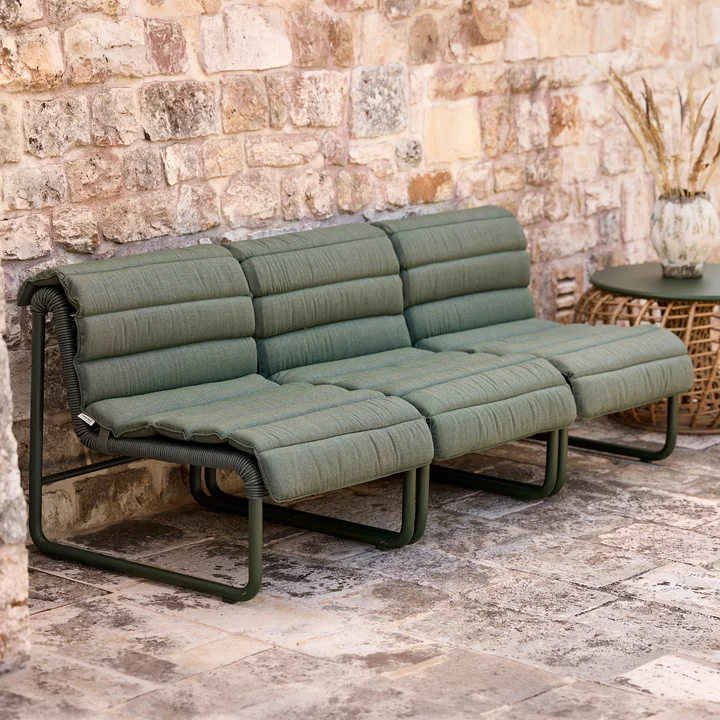 Cane-line - Al Dente Fauteuil lounge avec coussin d'assise, vert foncé