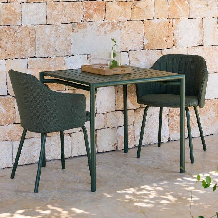 Cane-line - Bliss Table de salle à manger, 80 x 80 cm, vert foncé