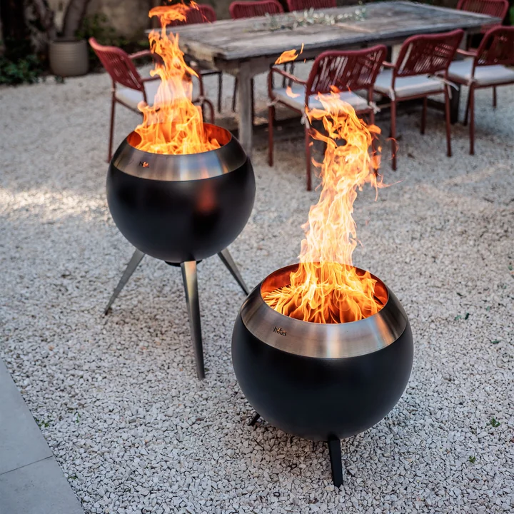 höfats - MOON 55 Bols à feu, acier inoxydable / noir