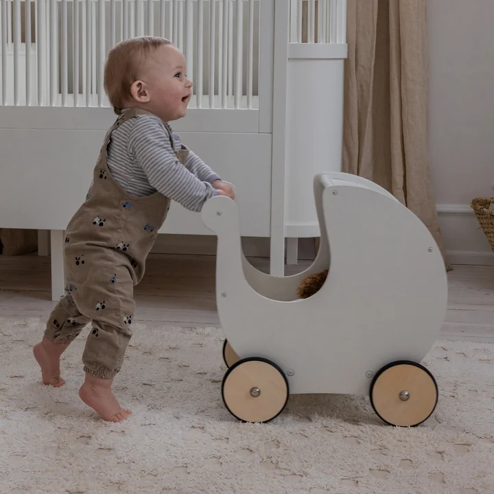 Sebra - Poussette pour poupées en bois, classic white