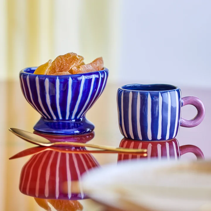 Bloomingville - Nini bol et tasse, rayures, bleu