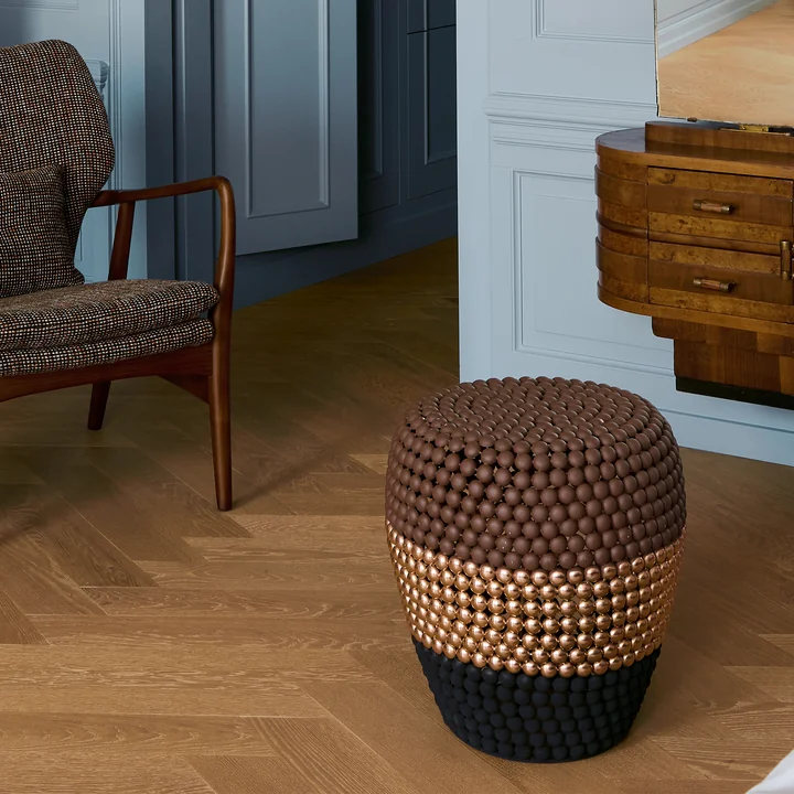 POLSPOTTEN - Dot Tabouret, rayé, marron foncé