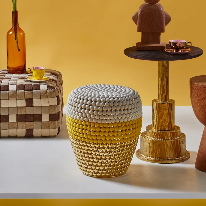 POLSPOTTEN - Dot Tabouret, rayé, blanc