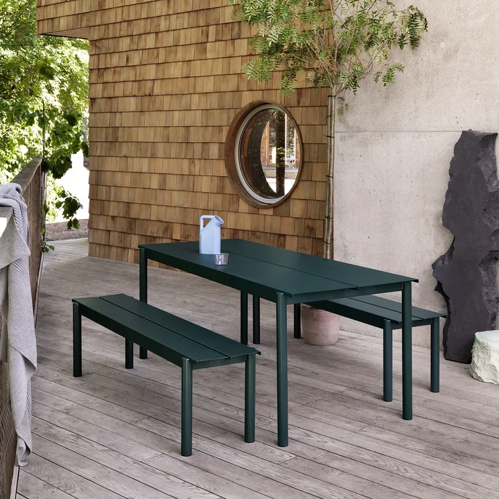 Muuto - Linear Steel Banc et table, vert foncé