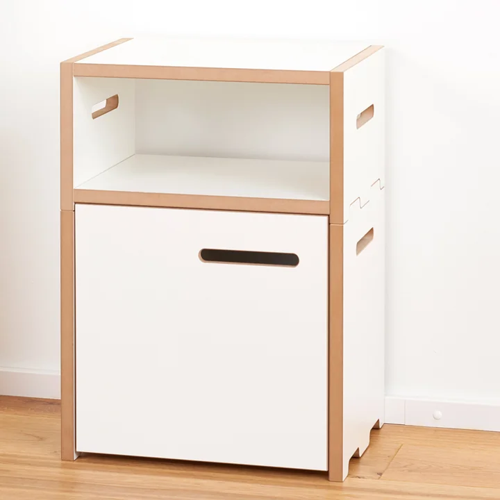 Tojo - halbstark système d'étagères, module de base, porte, table de nuit, blanc