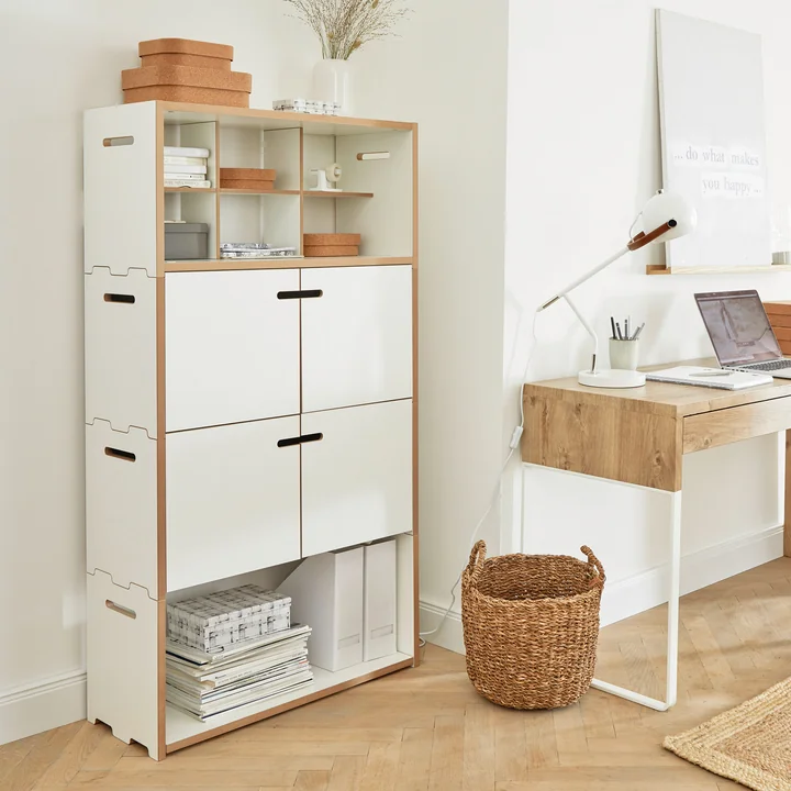 Tojo - haut-empileur module d'extension avec portes, set, blanc