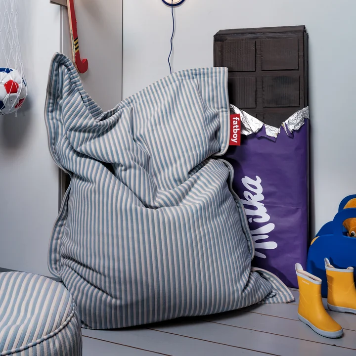 Fatboy - Housse pour le pouf Original Slim Terry, blizzard blue/cream