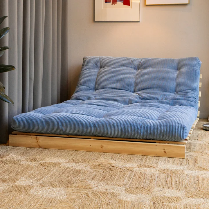 Karup - Roots Canapé-lit, 140 x 200 cm, pin naturel / bleu brumeux (554)