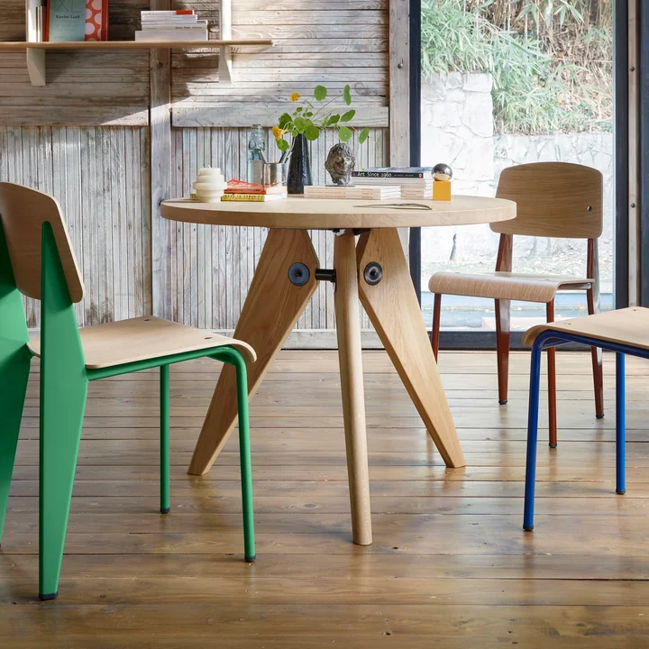 Vitra - Guéridon Table de salle à manger, Ø 90 cm, chêne huilé