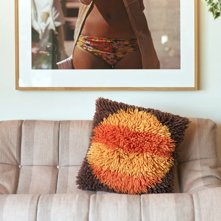 HKliving - Coussin « Fluffy », 55 x 55 cm, Horizon