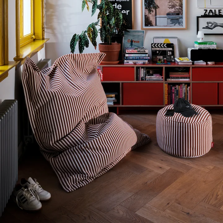 Fatboy - Pouf « Original Slim Terry », couleur cognac crème