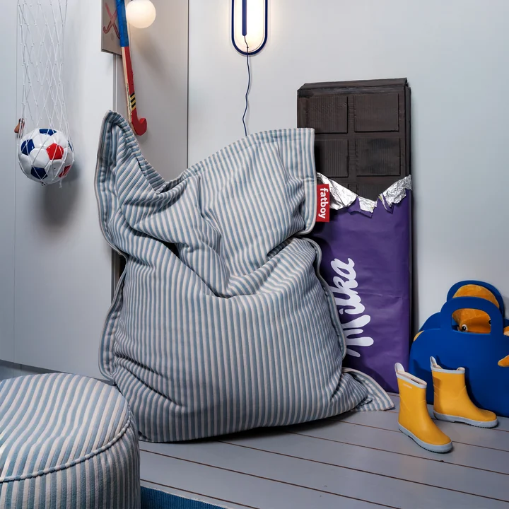 Fatboy - Pouf « Original Slim Terry », bleu blizzard et crème