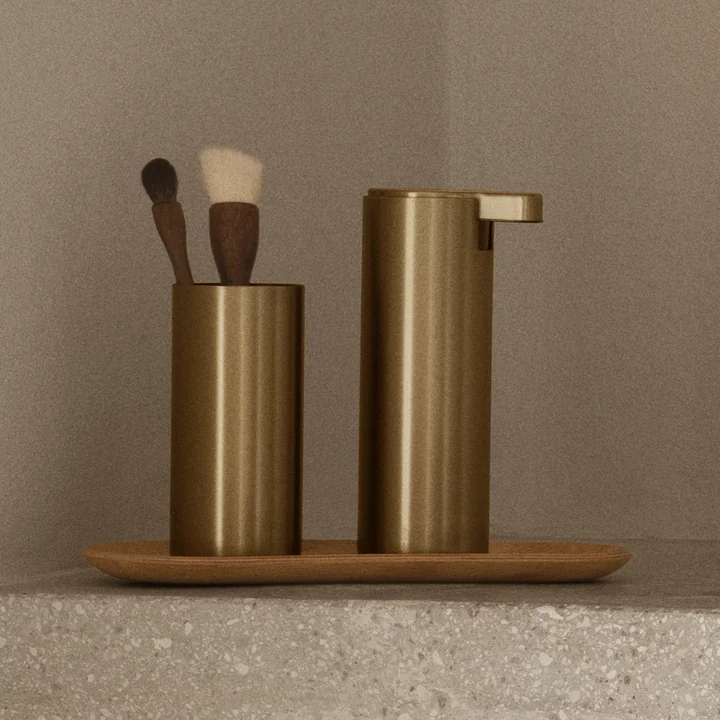Blomus - Distributeur de savon et verre à brosse à dents « Modo », en laiton