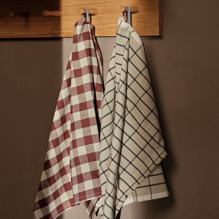Ferm Living - Torchon « Hale », Cinnamon / Grey Green