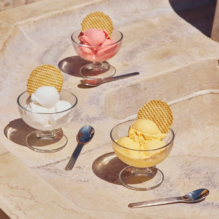 HAY - Cuillère à café et coupe à dessert en verre « Sunday », transparente