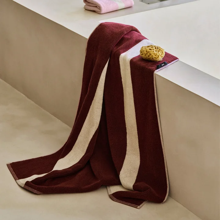 HAY - Serviette de bain « Stripe », 100 x 150 cm, bordeaux