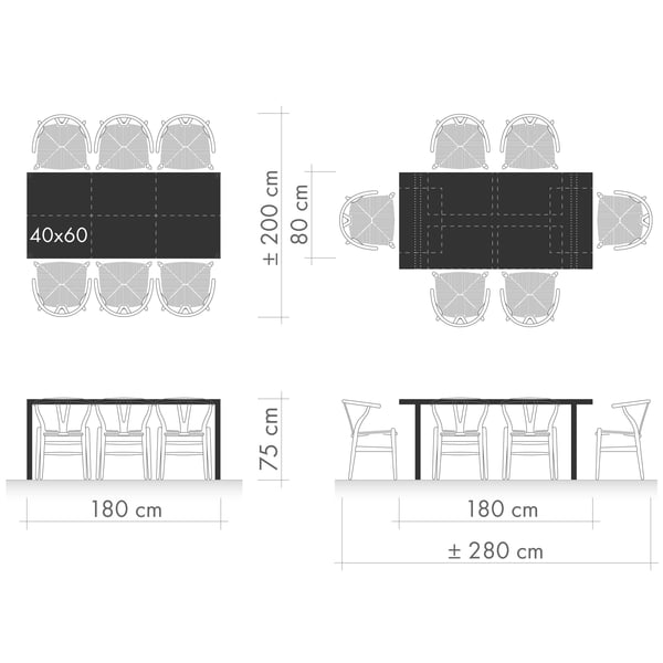 Tables de salle à manger Graphique 1 - Disposition des sièges