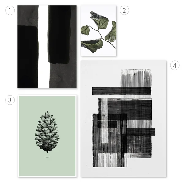 Affiche en noir et blanc avec des accents verts