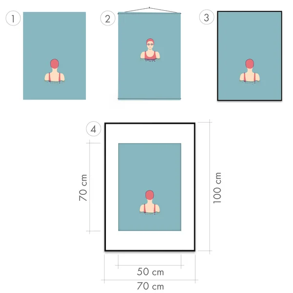 Affiche flottante en couleur avec passepartout