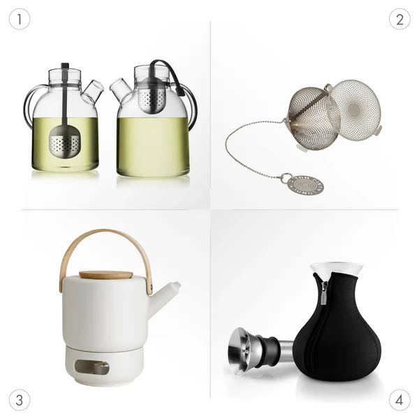 Accessoires pratiques pour le thé : théière avec passoire ou réchaud